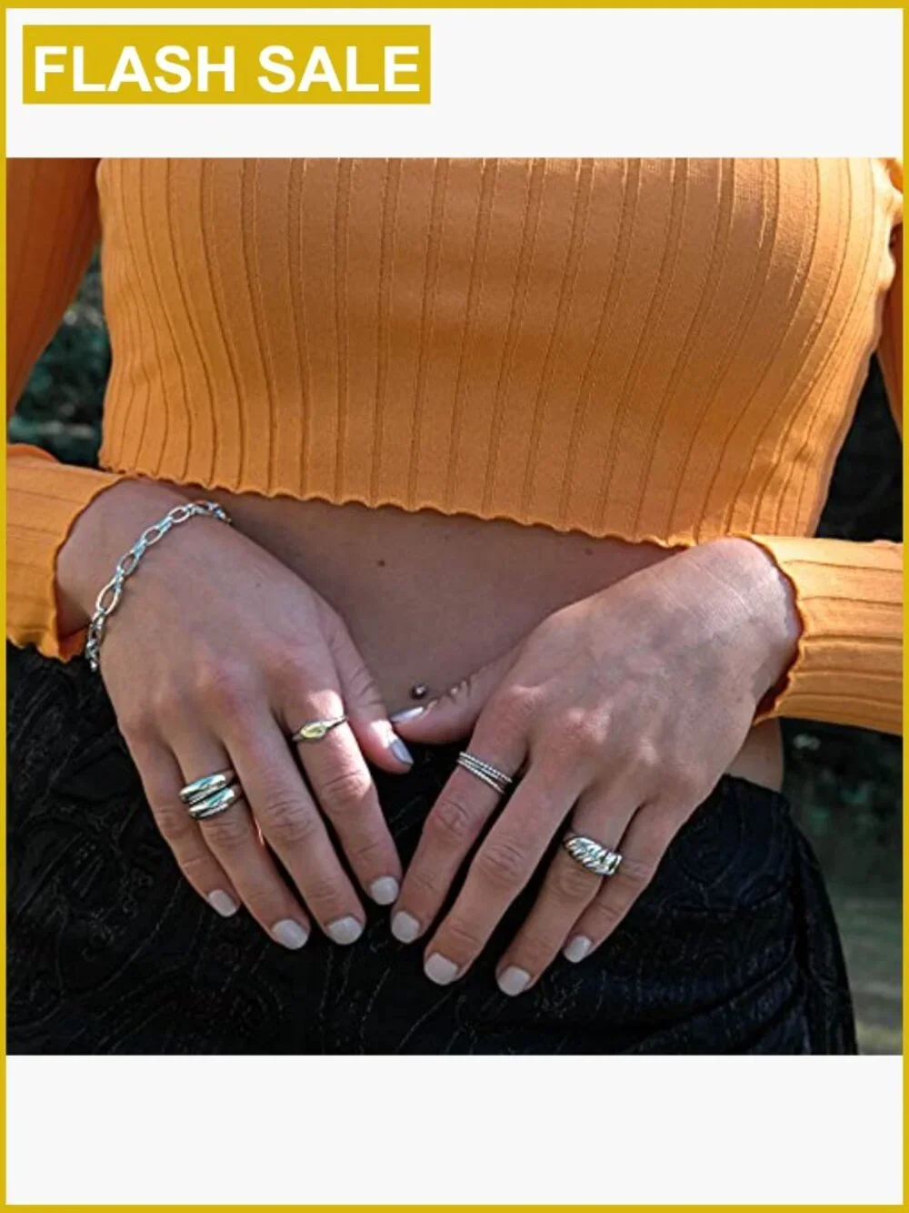 Stacking Ring 18K Gold Plated Square Signet Pinky Ring Dainty North Star Oval